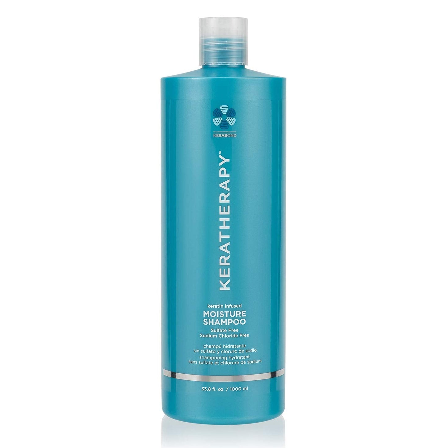 KERATHERAPY Keratin Infused Moisture Shampoo, 33.8 fl. oz., 1000 ml - Anti Frizz Moisture Shampoo for Oily Scalp and Dry Ends - Kerabond Technology, Aloe Vera, & Willow Bark - Sulfate & Paraben Free