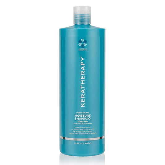 KERATHERAPY Keratin Infused Moisture Shampoo, 33.8 fl. oz., 1000 ml - Anti Frizz Moisture Shampoo for Oily Scalp and Dry Ends - Kerabond Technology, Aloe Vera, & Willow Bark - Sulfate & Paraben Free