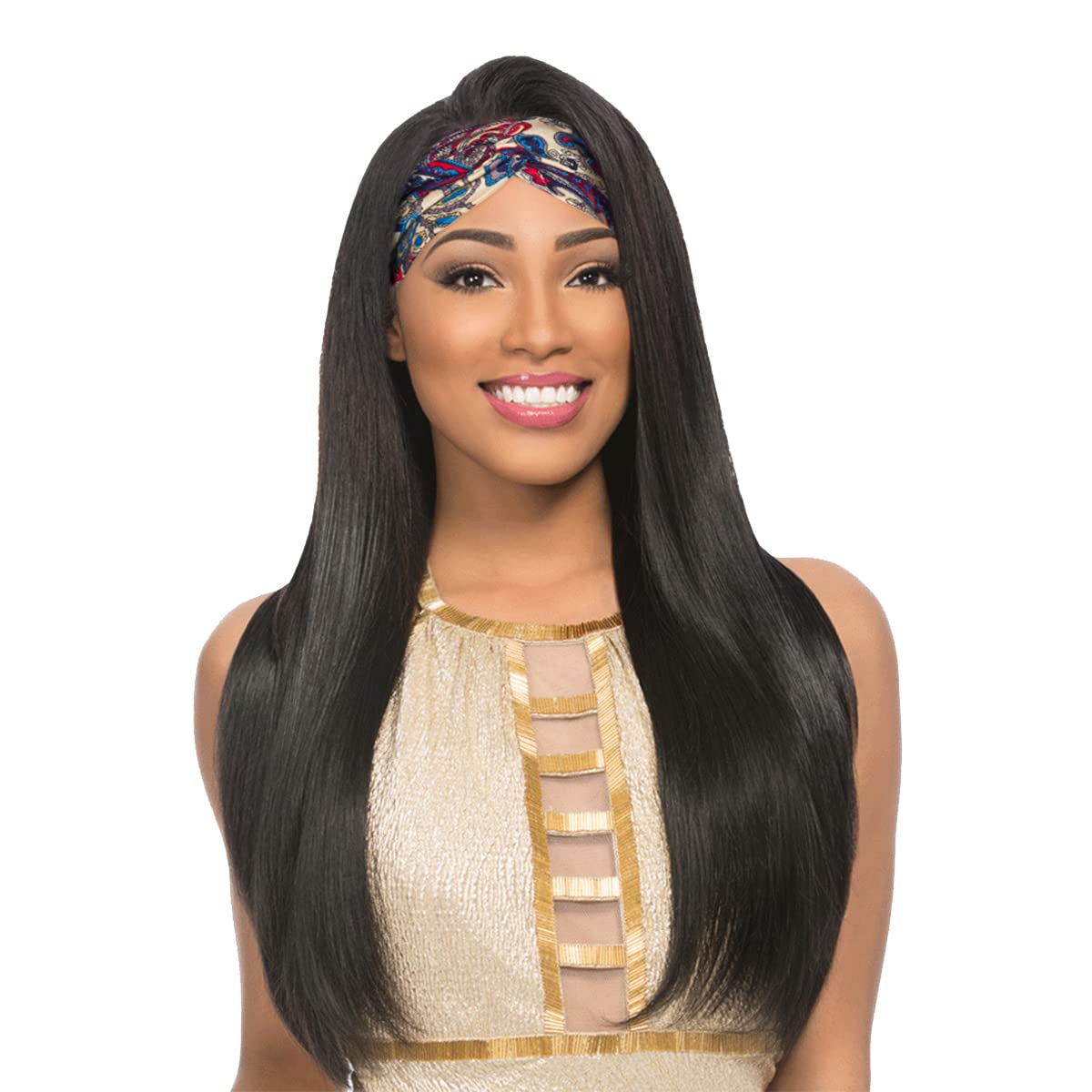 Aminow Yaki Straight Headband Wig for Women Soft Synthetic Light Yaki Hair as Human Hair Glueless Half Wig 20 Inch