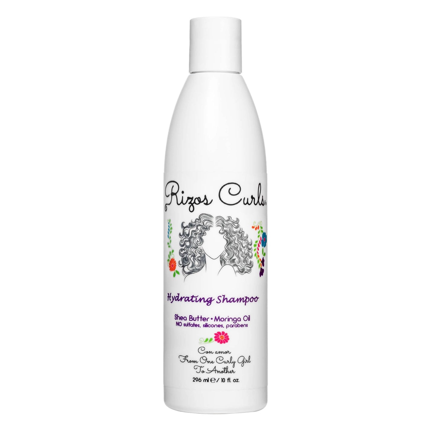 Rizos Curls Hydrating Shampoo, Gently Cleanse, Deeply Moisturizes & Nourishes Scalp, Soft & Healthy Hair from Shea Butter & Moringa Oil, 10 oz