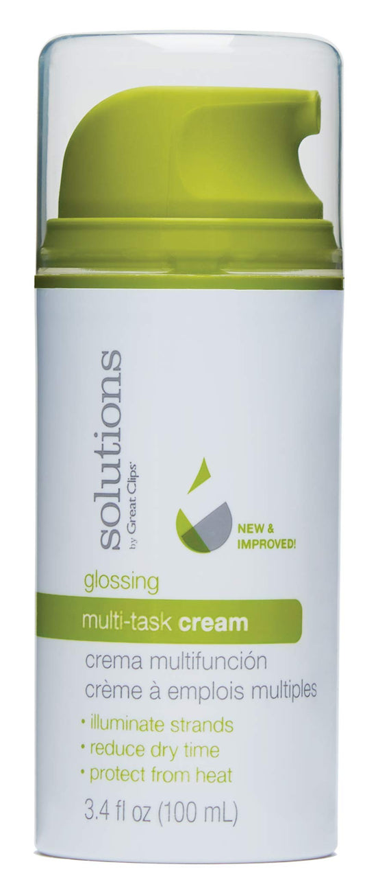 GREAT CLIPS Solutions Glossing Multi-Task Cream, 3.4oz | Taming Frizz & Fly-aways | Smooths & Softens Hair
