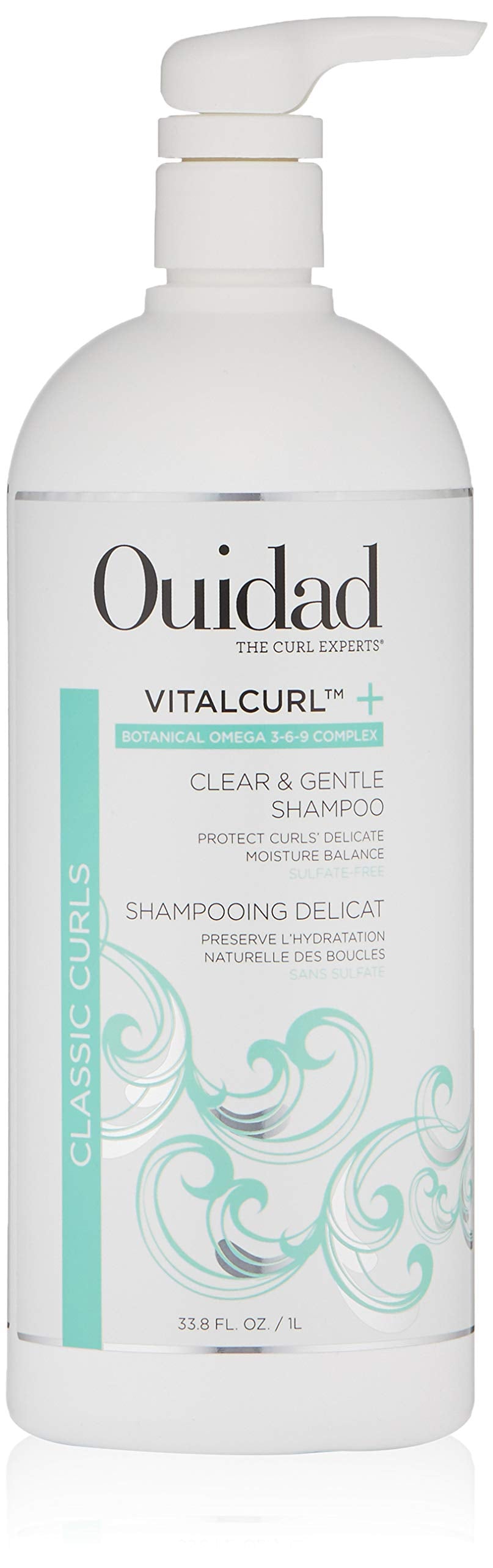OUIDAD Vitalcurl+ Clear & Gentle Shampoo Liter Size, 33.8 oz.