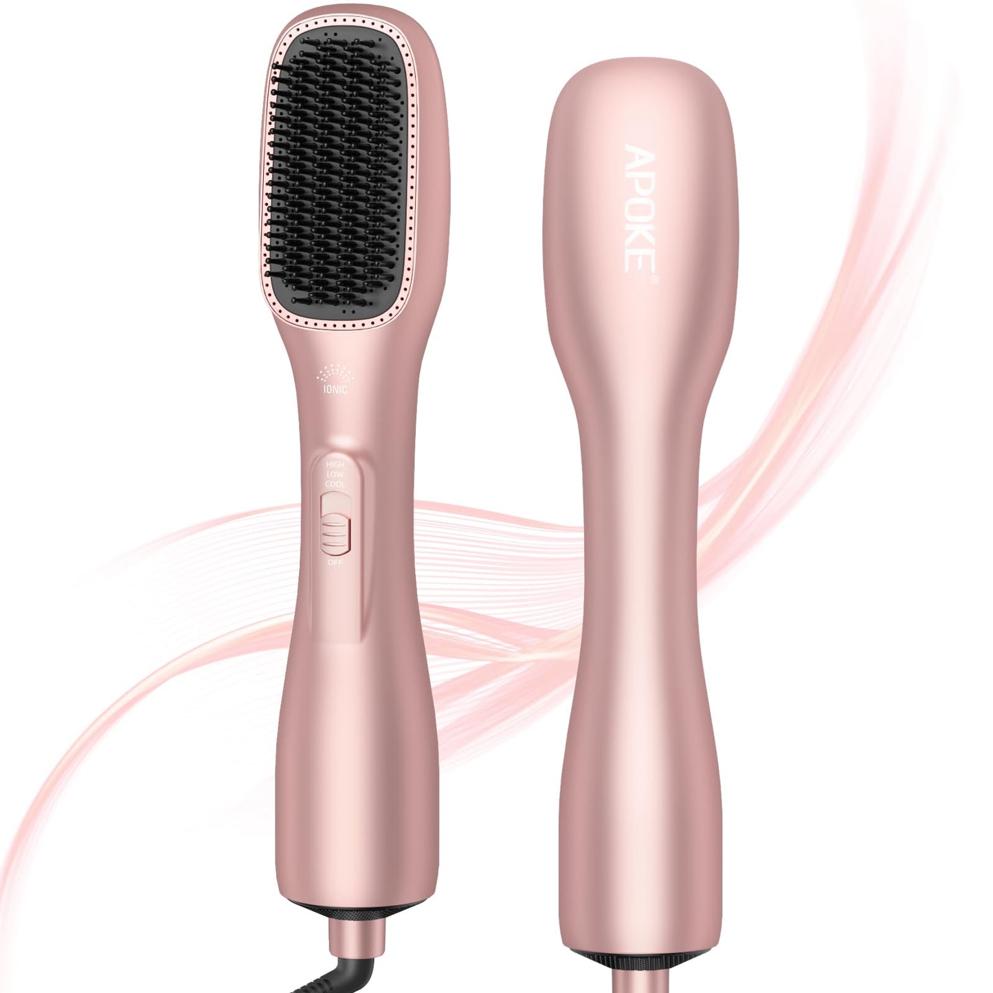 APOKE Blow Dryer Brush for Women, Professional 1200W Powerful Ceramic Tourmaline Negative Ion Hair Dryer Brush Blow Dryer Brush in One, 3 Heat/2 Speed Settings Hot Air Brush Styler & Dryer