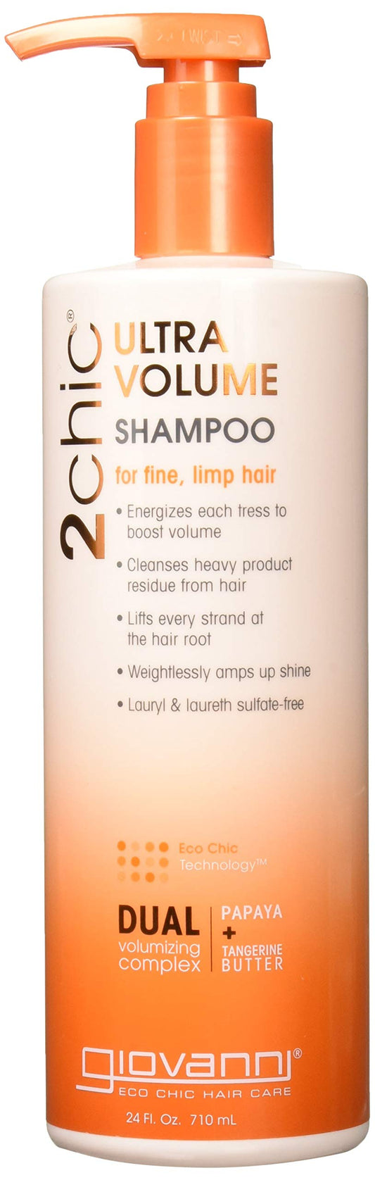 GIOVANNI - 2chic Ultra-Volume Shampoo with Tangerine and Papaya Butter- For Fine, Limp Hair - 24 Oz