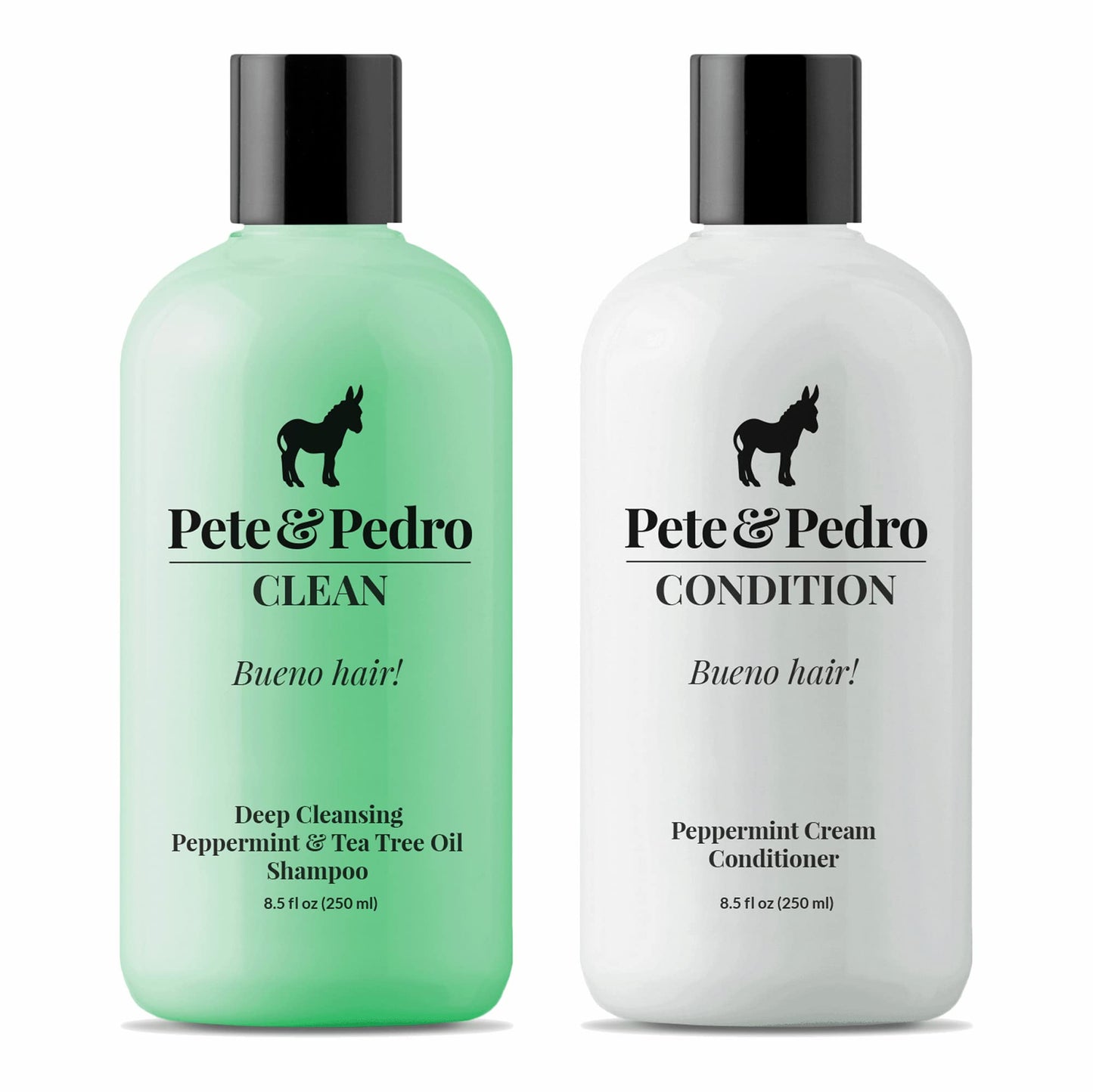 Pete & Pedro CLEAN & CONDITION SET, Tea Tree Oil Shampoo & Peppermint Cream Conditioner Kit| Deep Cleansing & Conditioning, Dandruff Repair, Haircare for Men & Women | Seen on Shark Tank, 8.5 oz Each