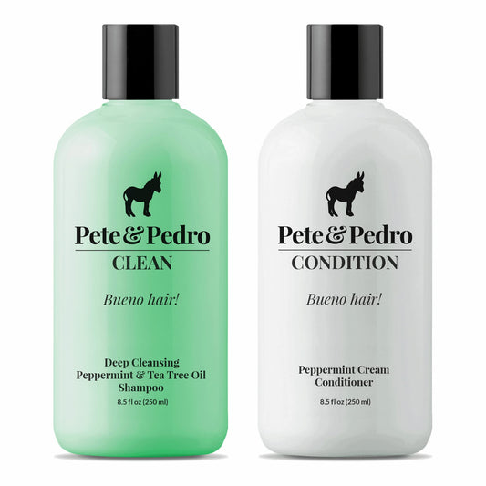Pete & Pedro CLEAN & CONDITION SET, Tea Tree Oil Shampoo & Peppermint Cream Conditioner Kit| Deep Cleansing & Conditioning, Dandruff Repair, Haircare for Men & Women | Seen on Shark Tank, 8.5 oz Each