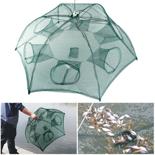 Imountek Portable Folded Fishing Trap Net 6 Sides 6 Holes Crayfish Cast Mesh Trap