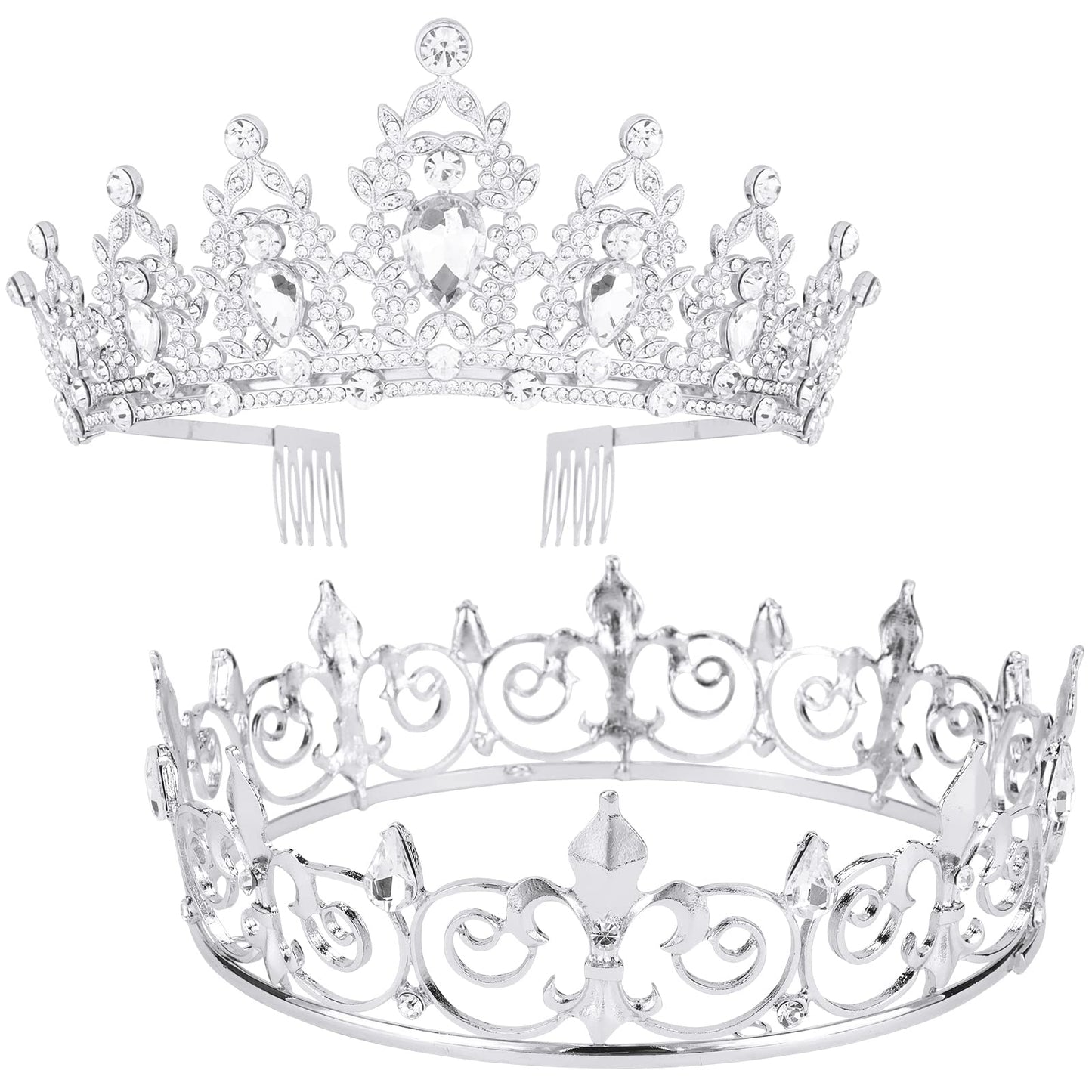 Velscrun Crown for Men and Women, Crown for Men Metal, King Crown Tiaras for Women, Silver Prince Crown Princess Tiaras for Girls, Medieval Costume Accessories for Prom Wedding Halloween