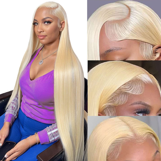 SIYUSI Blonde Wig Human Hair Pre Plucked with Baby Hair 613 13x6 lace front wig human hair 18inch 180% Density HD Lace Frontal Wig Transparent Straight Lace Front Wig