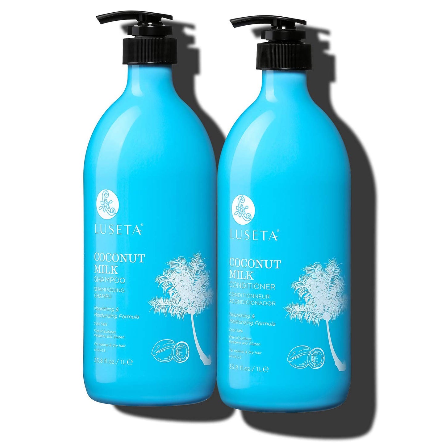 Luseta Coconut Milk Shampoo & Conditioner, Nourishing & Moisturizing Hair, Sulfate & Paraben Free, Keratin & Color Safe, 33.8oz Each