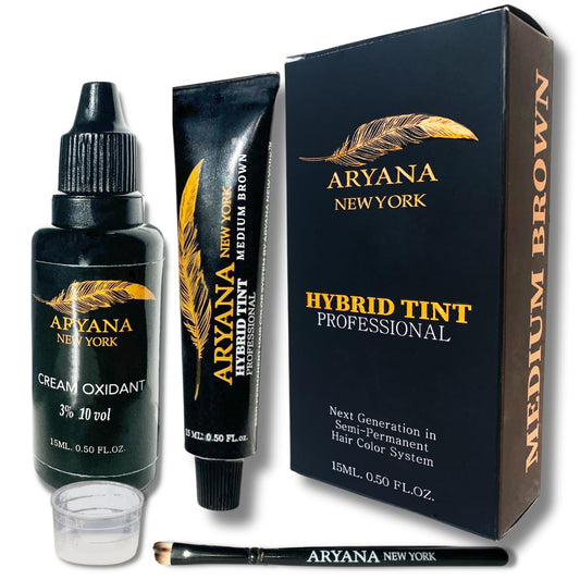 ARYANA NEW YORK Hybrid Color Professional Kit | For Professional Spot Coloring | Cream Hair Color For Spot Coloring | With Natural Effect (MEDIUM BROWN)