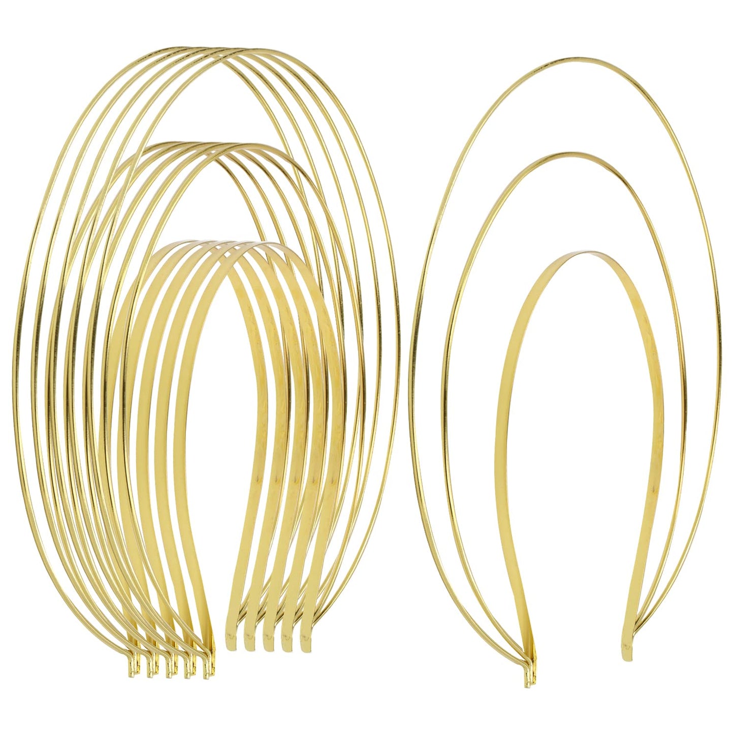Lawie Gold Metal Queen Goddess Angel Halo Crown Headband Hairbands Tiara Hair Hoops DIY Craft Bands Headpieces Party Cosplay Costume Hair Accessories (6 Pack of 3 Layer)