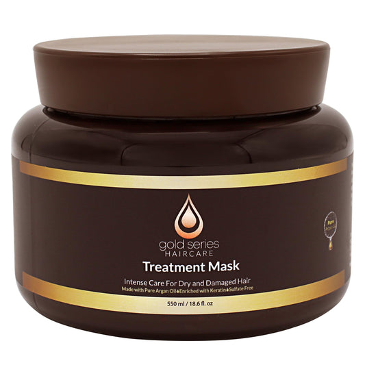 Gold Series Treatment Mask – Deep Hydrating Argan Oil Hair Mask for Dry Damaged, Color Treated and Curly Hair Enriched with Keratin – Sulfate Free Natural Hair Repair Treatment, 18.6oz