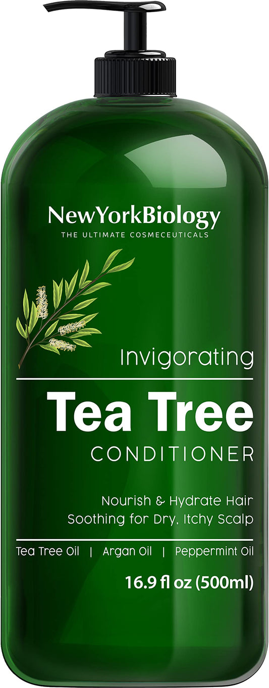 New York Biology Tea Tree Conditioner – Deep Cleanser – Relief for Dandruff and Dry Itchy Scalp – Therapeutic Grade - Helps Promote Hair Growth – 16.9 fl Oz