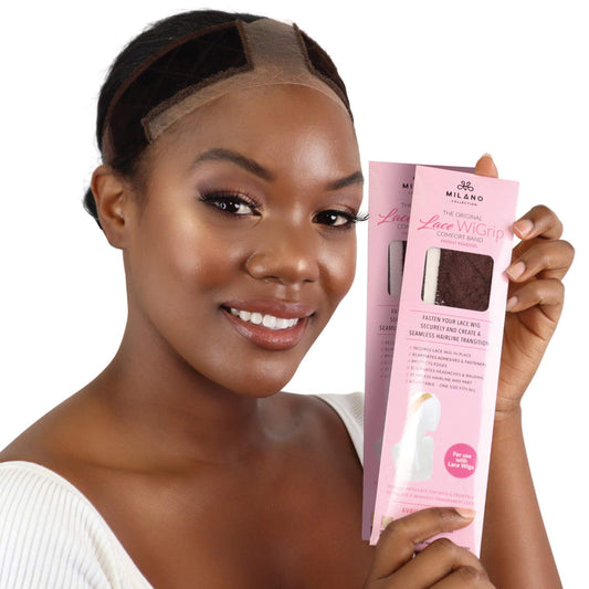 MILANO COLLECTION Lace Wigrip, Premium Lace Wig Band for Women, Fully Adjustable Wig Grip, Reinforced Swiss Lace by HAIRLINE, Secure Velvet Headband, Glueless, Chocolate Brown, 2 Pack