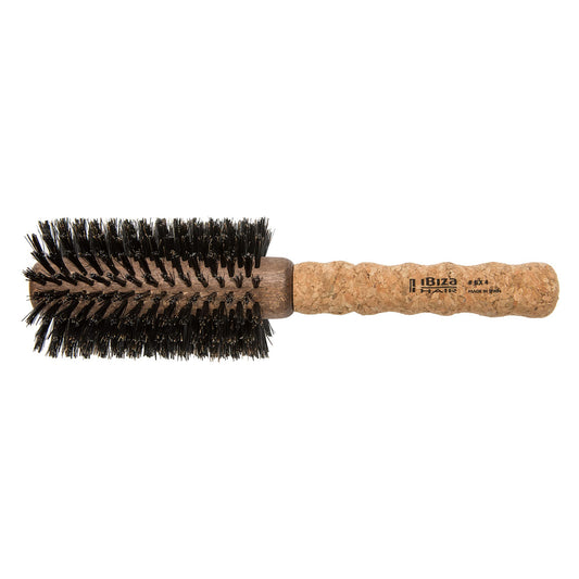 Ibiza Hair Professional Round Boar Hair Brush (EX4,65mm), Lightweight with Reinforced Bristles & Cork Handle, For Crown of the Head Volume, Add Texture & Shine for Medium to Long Hair