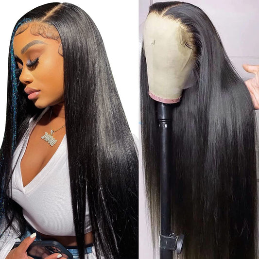mengkai 26 Inch Lace Front Wigs Human Hair Pre Plucked150% Density Glueless Lace Front Human Hair Wigs Bleached Knots with Baby Hair 13x4 Frontal Wigs Human Hair HD Lace Straight Wigs Human Hair