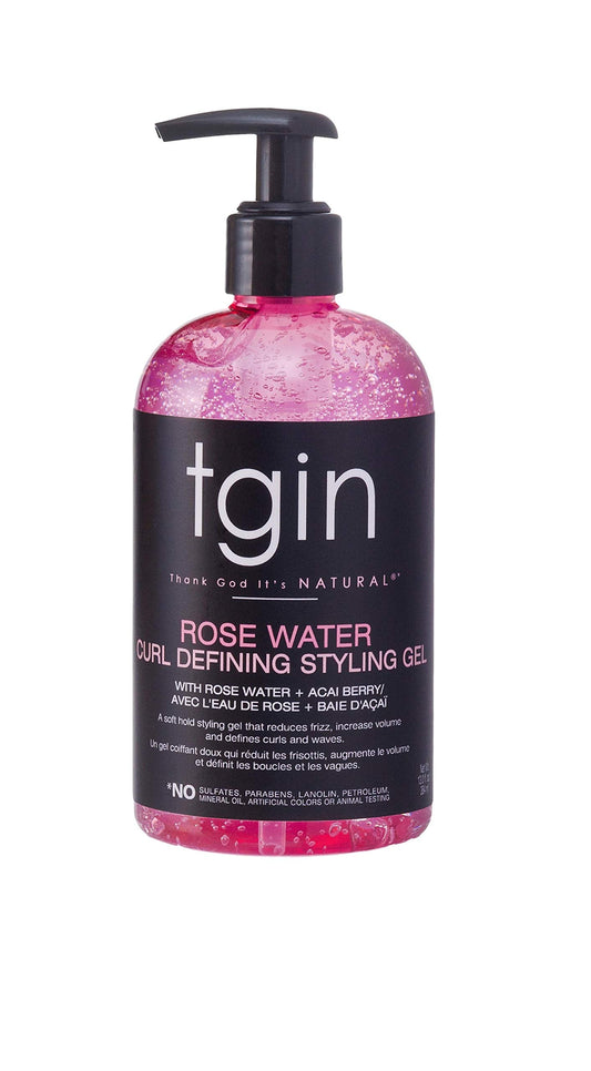 tgin Rose Water Defining Styling Gel for Natural hair - Curls - Waves - Low porosity hair - Fine hair 13OZ
