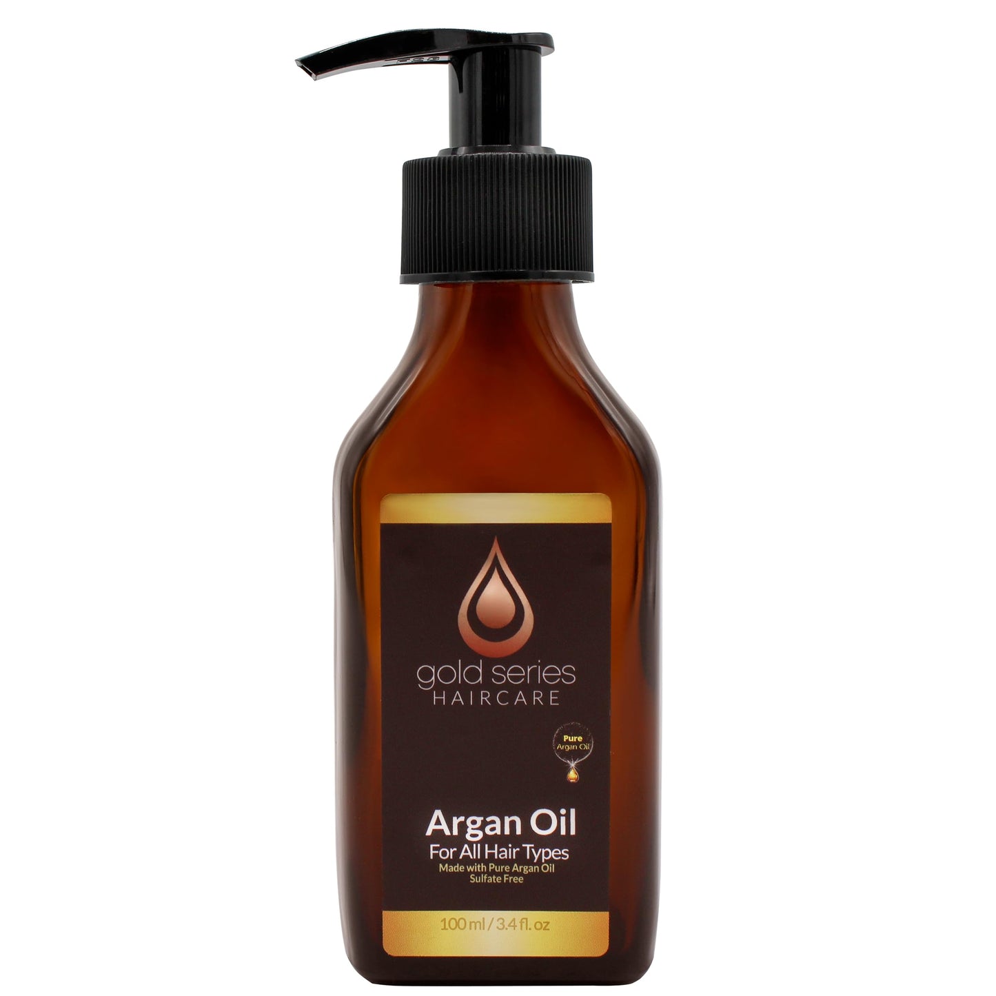 Gold Series Argan Oil to Hair Stimulate Growth for Dry and Damaged Hair, 100% Argan Oil for Hair Moisturizing Adds Shine and Gloss (3.4 Fl.oz)