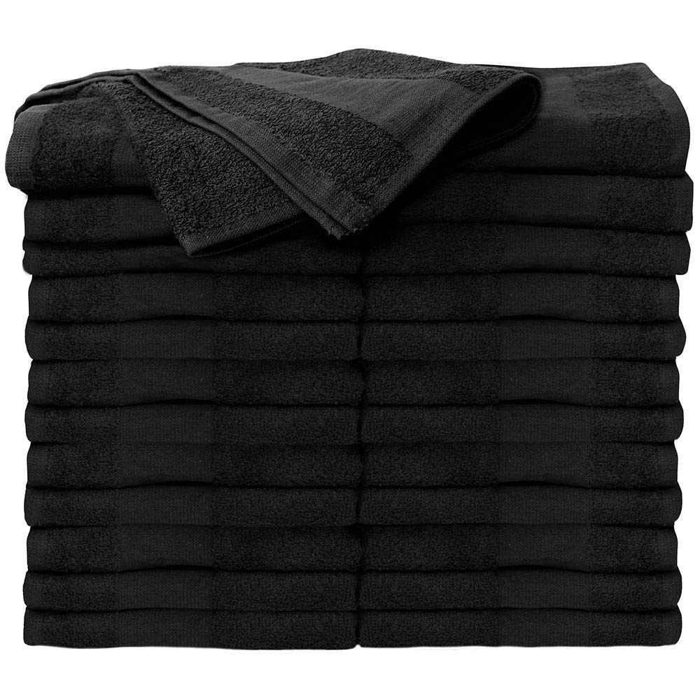 ForPro Premium Bleach Tough Salon Towels, Black, 100% Cotton, Bleach-Proof Towels, Stain Resistant, 16” W x 27” L, 24-Count