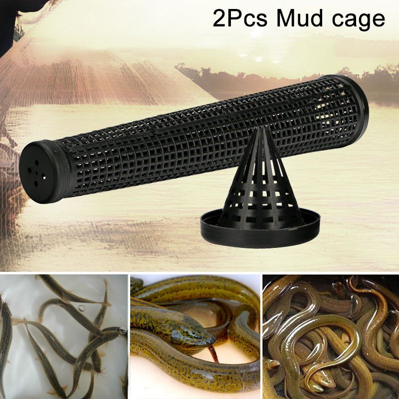 2Pcs Cage Fishnet Finless Eel Loach Trap Fishing Pot Durable Plastic Container