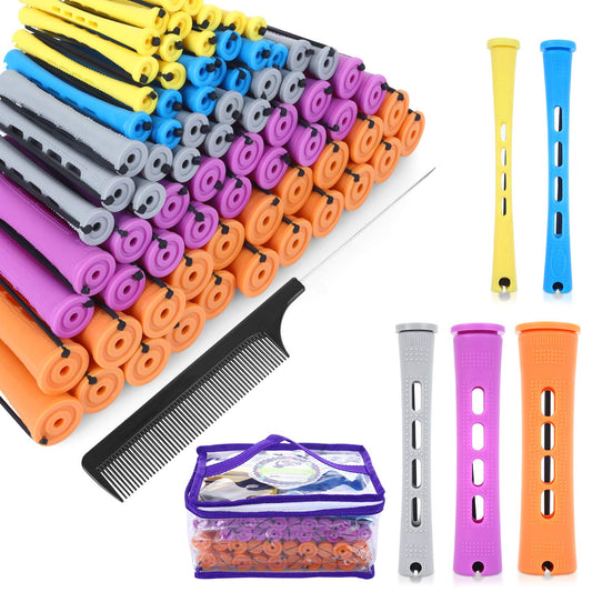 SPTHTHHPY Perm Rods and 100 Pieces 5 Sizes Hair Rollers with Hair Cold Wave Rods Hair Curler for Women Long Short Hair DIY Hairdressing Styling Tools(5 Colors)