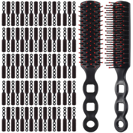 200 Pcs Hair Brushes for Homeless Individually Wrapped Detangling Brush Curly Hair Brush Vent Hairbrush Comb Pp Material Curly Wavy Hair Blow Drying Styling for Shelter Hotel Woman Man, Black