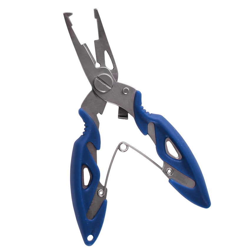 blue fish hook pliers