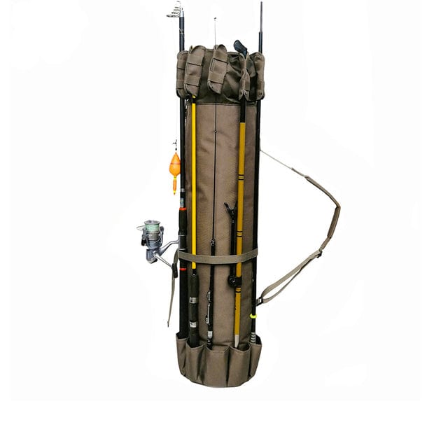 Portable Fishing Rod Pole Holder & Tackle Bag - Fishing Gear Organizer Travel Case