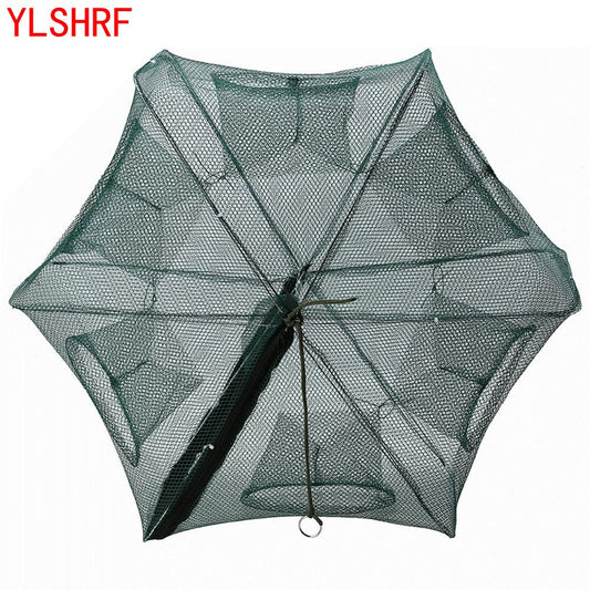 YLSHRF 6/12 Portable Folded Fishing Net Fish Shrimp Minnow Crayfish Crab Baits Cast Mesh Trap Automatic