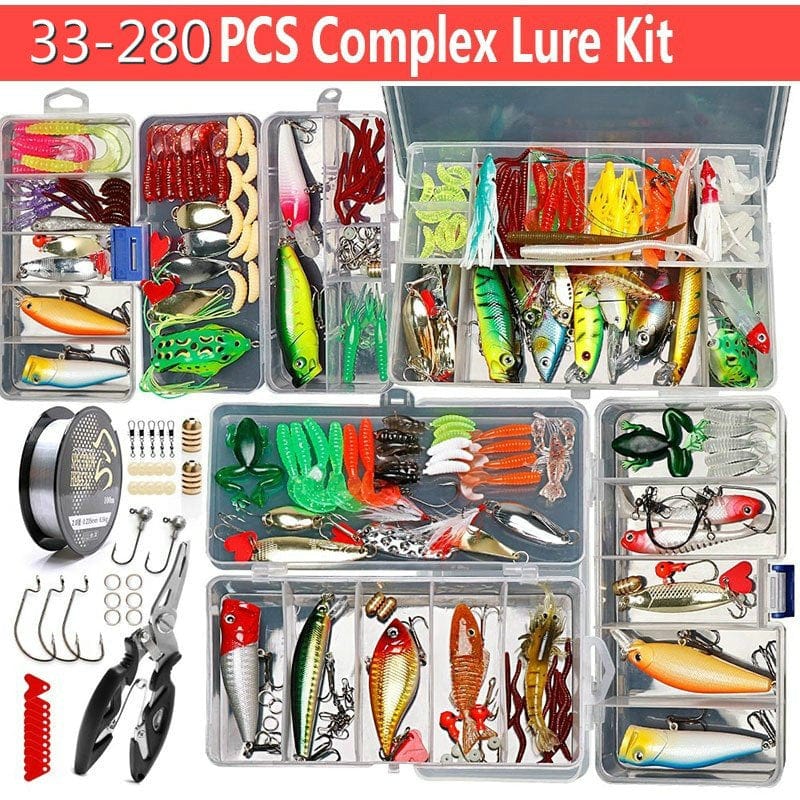 Fishing Lure Kit Soft and Hard Lure Baits Set Multi-Function Fishing Gear Layer with Box