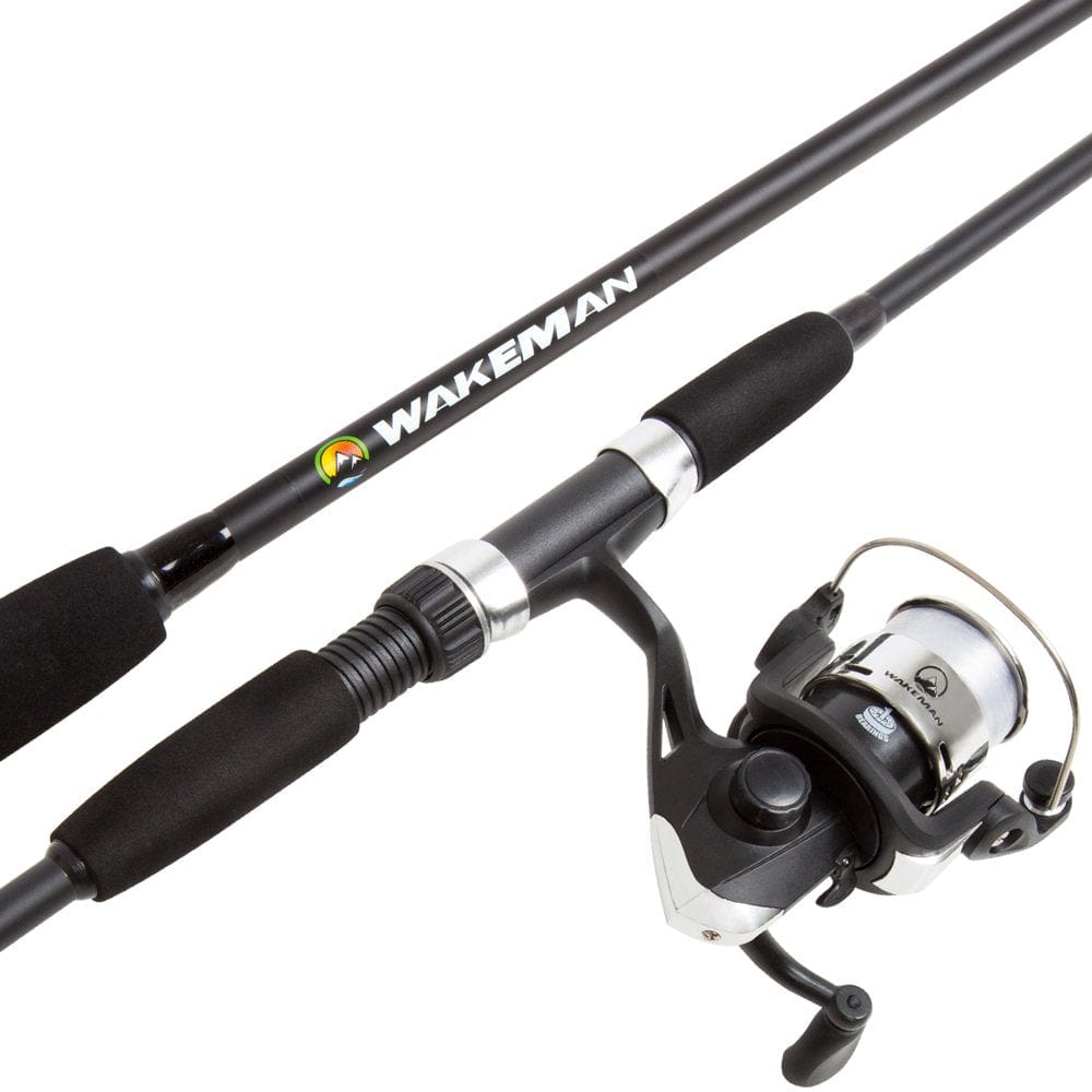 Fishing Rod and Reel Combo, Spinning Reel, Fishing Gear for Bass and Trout Fishing, Great for Kids, Black - Swarm Series by Wakeman