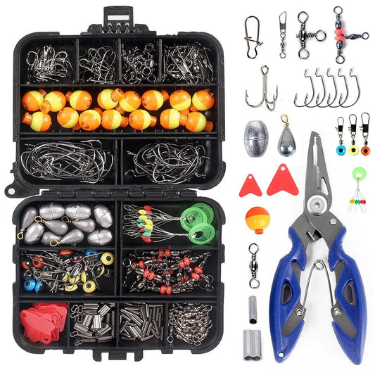 Lixada 263Pcs Fishing Accessories Set with Tackle Box Including Plier Jig Hooks Weight Swivels Snaps Slides