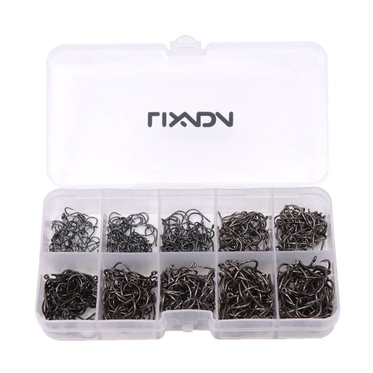 Lixada 500Pcs Carbon Steel Fishing Hooks 3# -12# 10 Sizes Fish Hooks with Hole Fishing Tackle Box