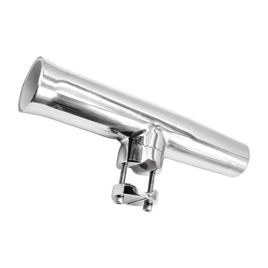 Marine City Boat Stainless-Steel Clamp-On Fishing Rod Holder for Rail 7/8 Inches-1 Inches Dia. Small