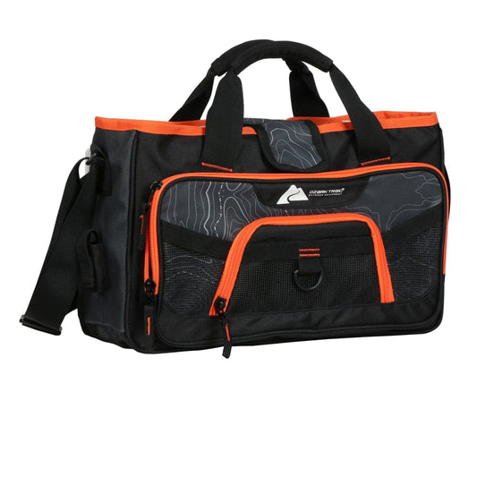 Ozark Trail Shoreline Mesh Bottom Fishing Tackle Bag, Black Topography