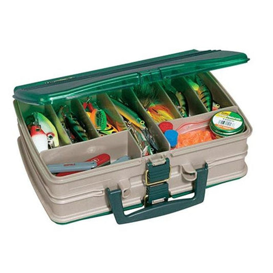 Plano Synergy Double Sided Fishing Satchel Tackle Box, Green / White
