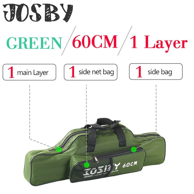 Portable Foldable Fishing Rod Carrier Fish Pole Tools Storage Bag Case