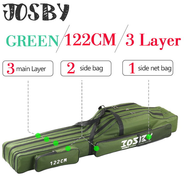 Portable Foldable Fishing Rod Carrier Fish Pole Tools Storage Bag Case