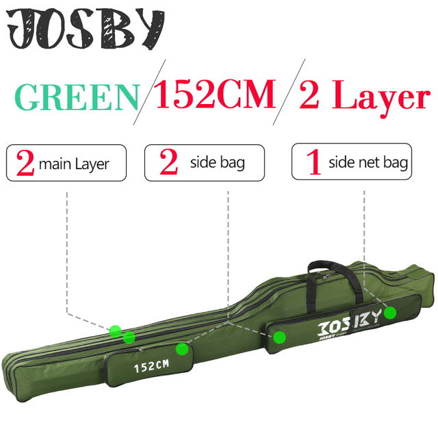 Portable Foldable Fishing Rod Carrier Fish Pole Tools Storage Bag Case