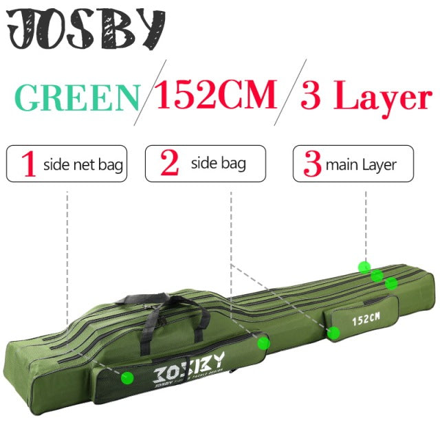 Portable Foldable Fishing Rod Carrier Fish Pole Tools Storage Bag Case