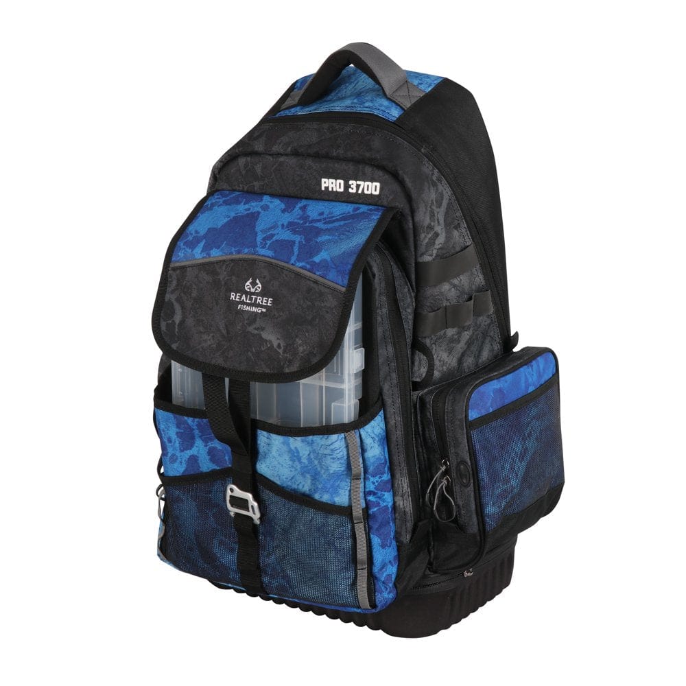 Realtree Adult Unisex Large Pro Fishing Tackle Backpack, Blue, 370