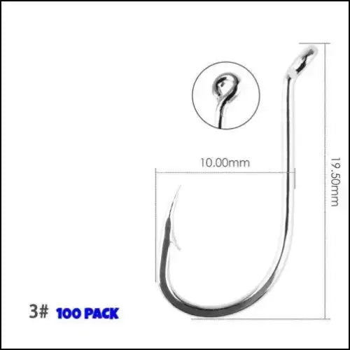 Ringed Long Shank Stainless Steel Fishing Hooks 1-10# - 100 Pack