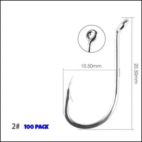 Ringed Long Shank Stainless Steel Fishing Hooks 1-10# - 100 Pack