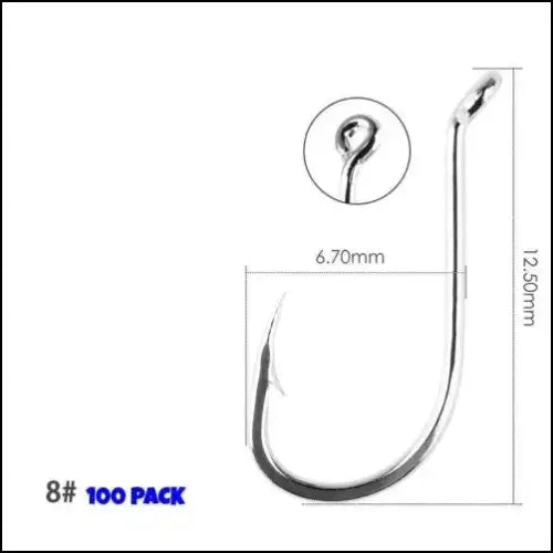 Ringed Long Shank Stainless Steel Fishing Hooks 1-10# - 100 Pack