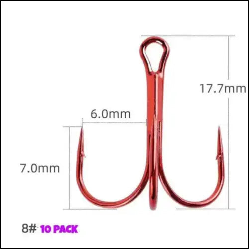 Treble High Carbon Steel Fishing Hooks 3/0-14# - 10 Pack
