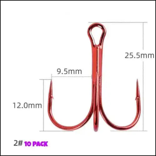 Treble High Carbon Steel Fishing Hooks 3/0-14# - 10 Pack