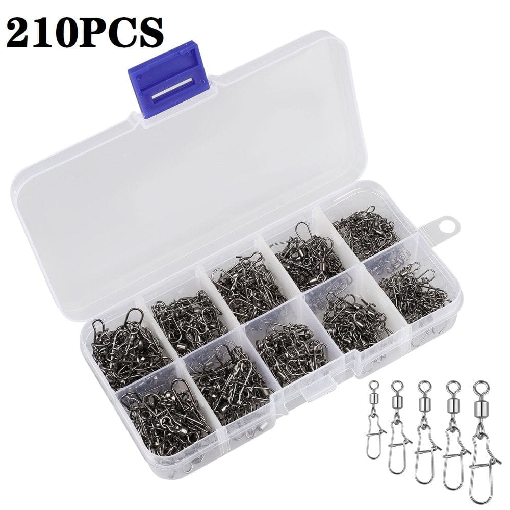 TSV Fishing Metal Snaps - Saltwater Fish Swivels Snaps Ball Bearing Swivel with Coastlock Snap Connectors Solid Welded Rings Strength Swivel Fishing Tackle(Five Sizes:#2#4#5#6#8#10)