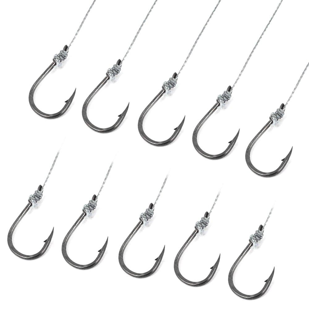 Unique Bargains 10Pcs 5# Metal Eyeless Sharp Barb Wire Leader Fish Tackle Fishing Hook Gray