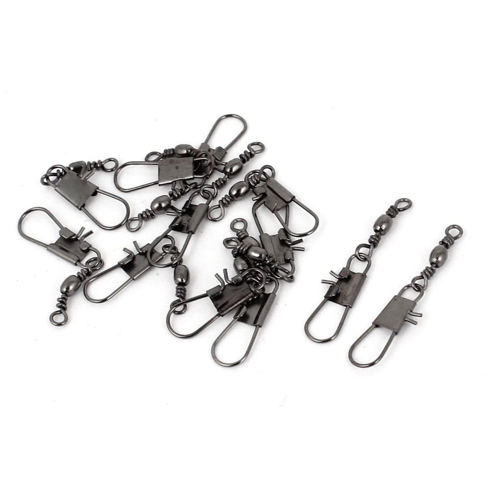 Unique Bargains 14# Fishing Tackle Metal Line to Hook Clip Connector Swivel 12 Pcs